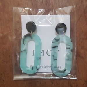 Black & Sea Foam Chunky Acrylic Post Back Earings